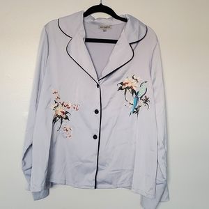 Beautiful satin blouse with embroidery